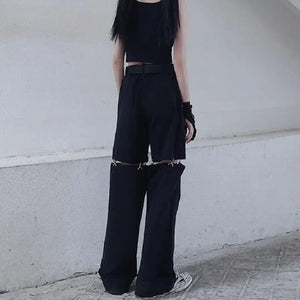 Techwear Gothic Black Cargo Pants