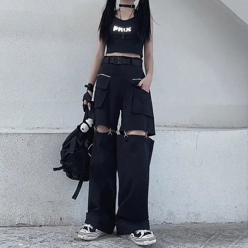 Techwear Gothic Black Cargo Pants