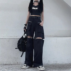Techwear Gothic Black Cargo Pants