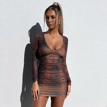 Load image into Gallery viewer, Tiger Print Bodycon Ruched Short Dress