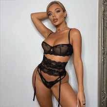 Load image into Gallery viewer, Transparent Sexy Lace Lingerie Set