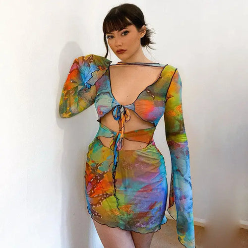 Tropic Butterfly Mesh Dress