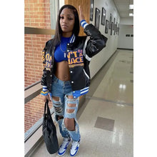 Load image into Gallery viewer, Varsity Racing Oversize Bomber Jacket