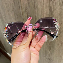 Load image into Gallery viewer, Vintage Rimless Rhinestone Sunglasses - Gray 173 / Other