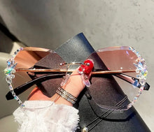 Load image into Gallery viewer, Vintage Rimless Rhinestone Sunglasses - Pink 496 / Other