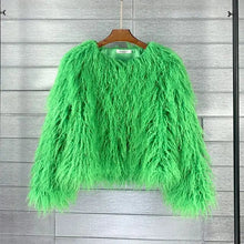 Load image into Gallery viewer, Warm Knitting Shaggy Cardigan Faux Fur Coat - Green / M