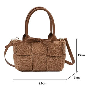 Weave High Capacity Plush Shoulder Crossbody Handbag