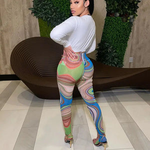 Whirlpool Printed Mesh High Waist Leggings