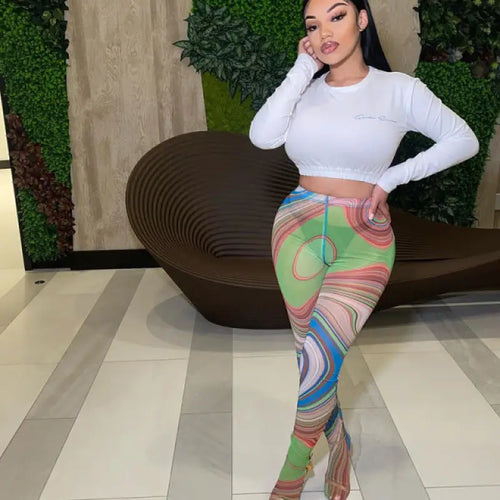 Whirlpool Printed Mesh High Waist Leggings