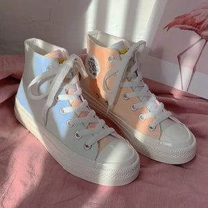 Women’s Versatile Lace-up Colorful Sneakers - High-top / 39