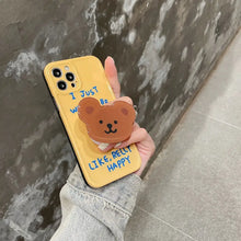 Load image into Gallery viewer, Yellow Blue Letter Bear Bracket Soft Phone Case For IPhone