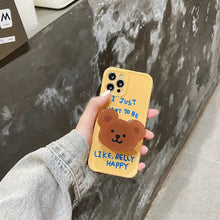 Load image into Gallery viewer, Yellow Blue Letter Bear Bracket Soft Phone Case For IPhone