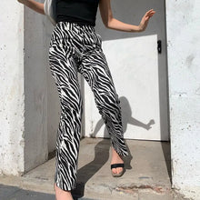 Load image into Gallery viewer, Zebra Animal Print High Waist Trousers Pants