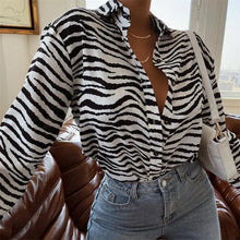 Load image into Gallery viewer, Zebra Print Long Sleeve Loose Shirt